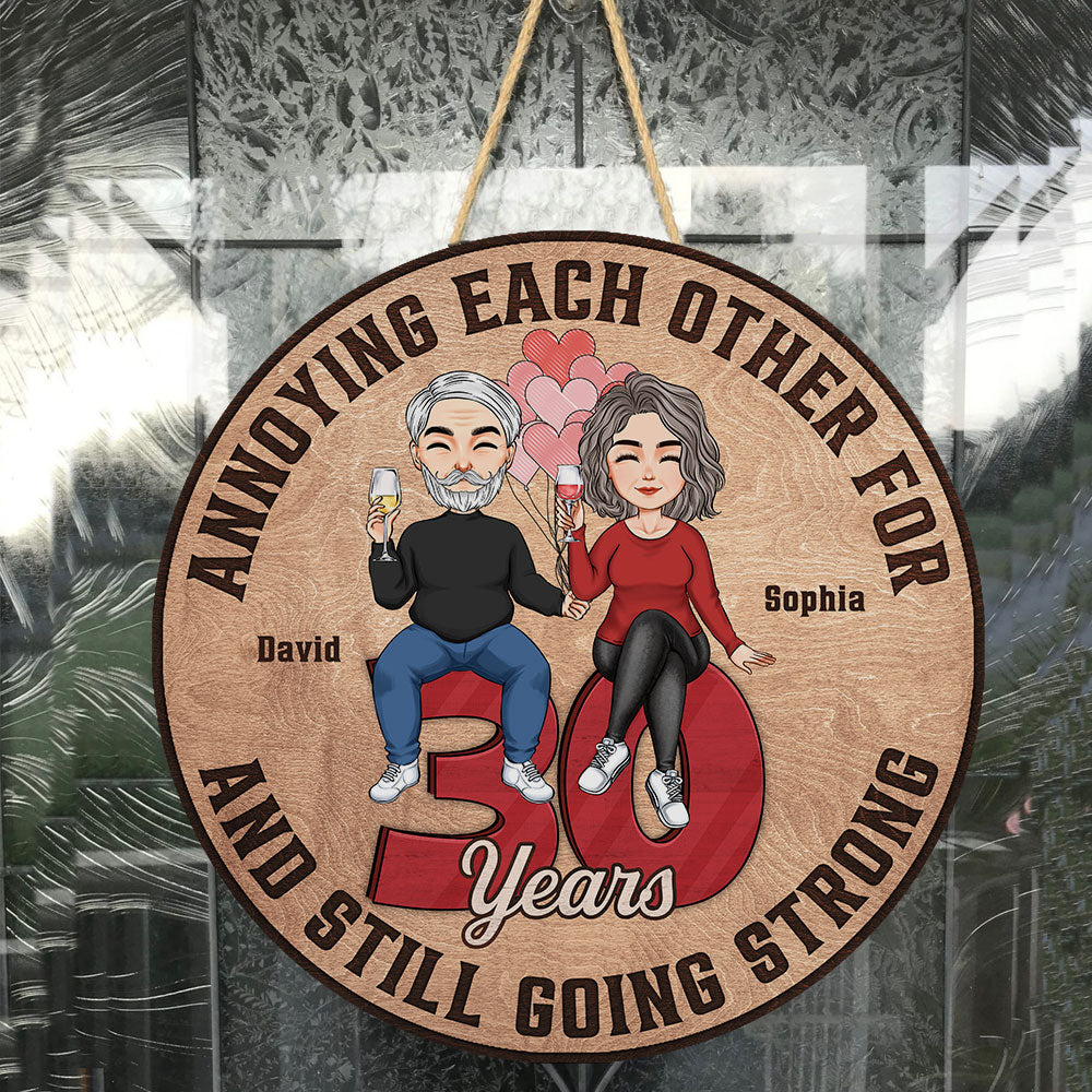 Annoying Each Other - Personalized Round Wood Sign