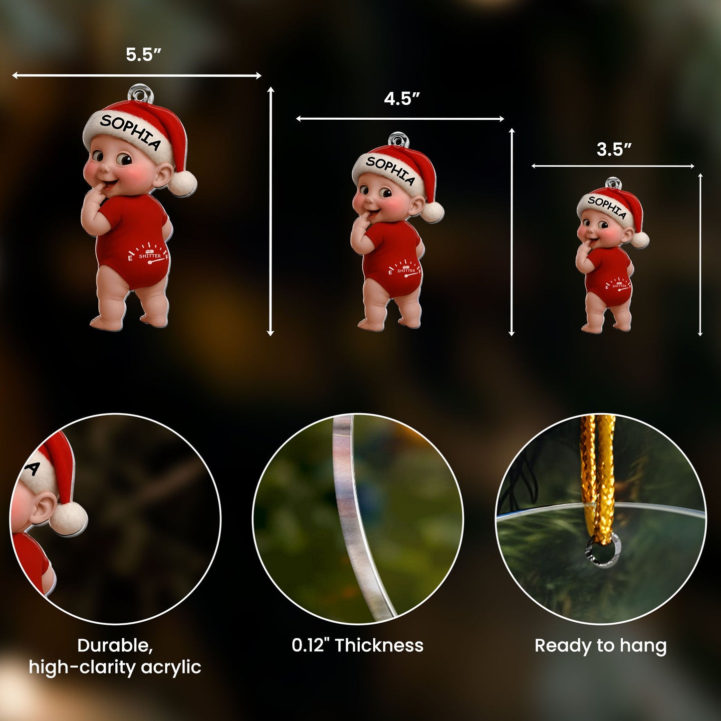 Baby’s First Christmas Funny Baby Sh!Tter Full - Personalized Acrylic Ornament