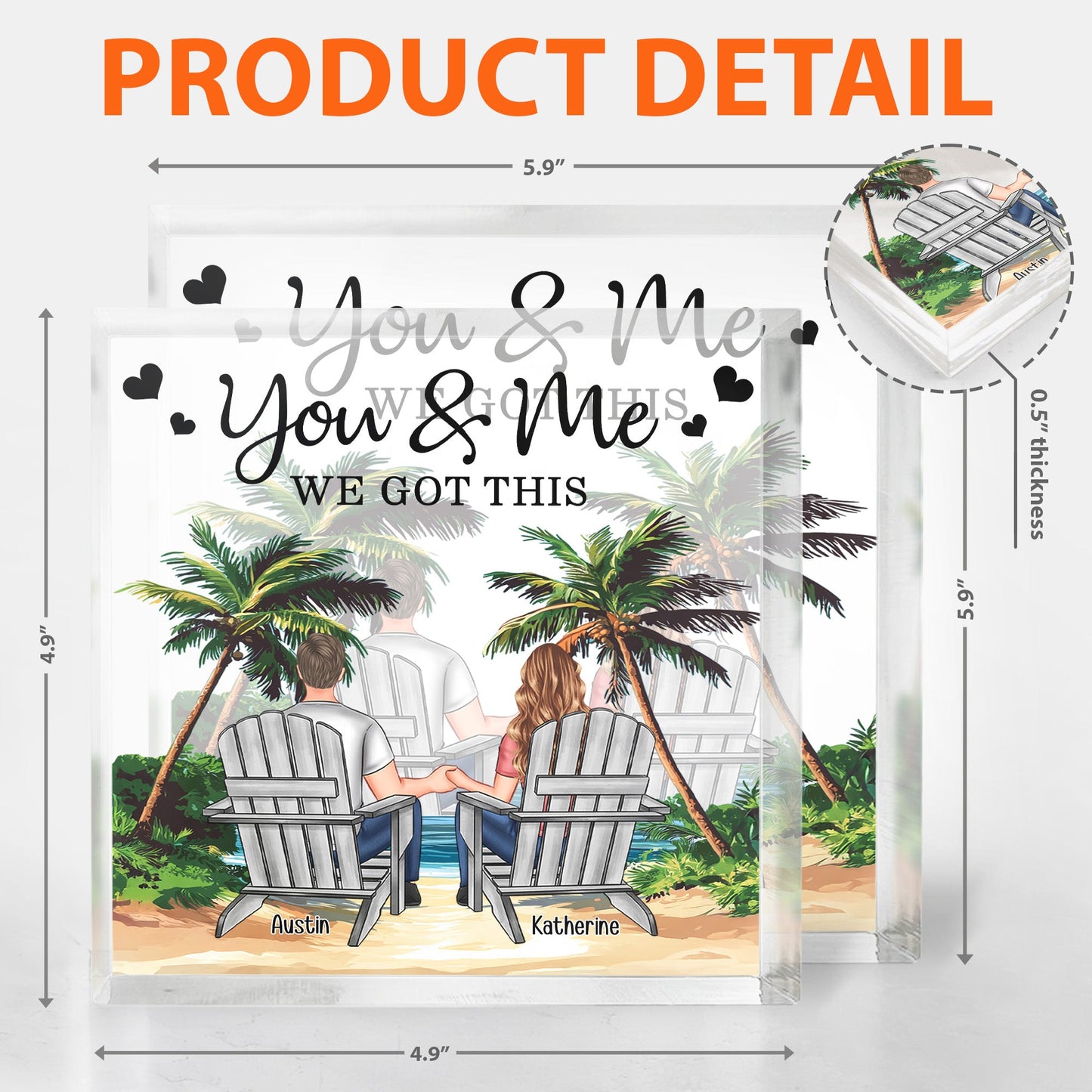 Beach Scene Palm Trees You & Me We Got This - Personalized Acrylic Plaque