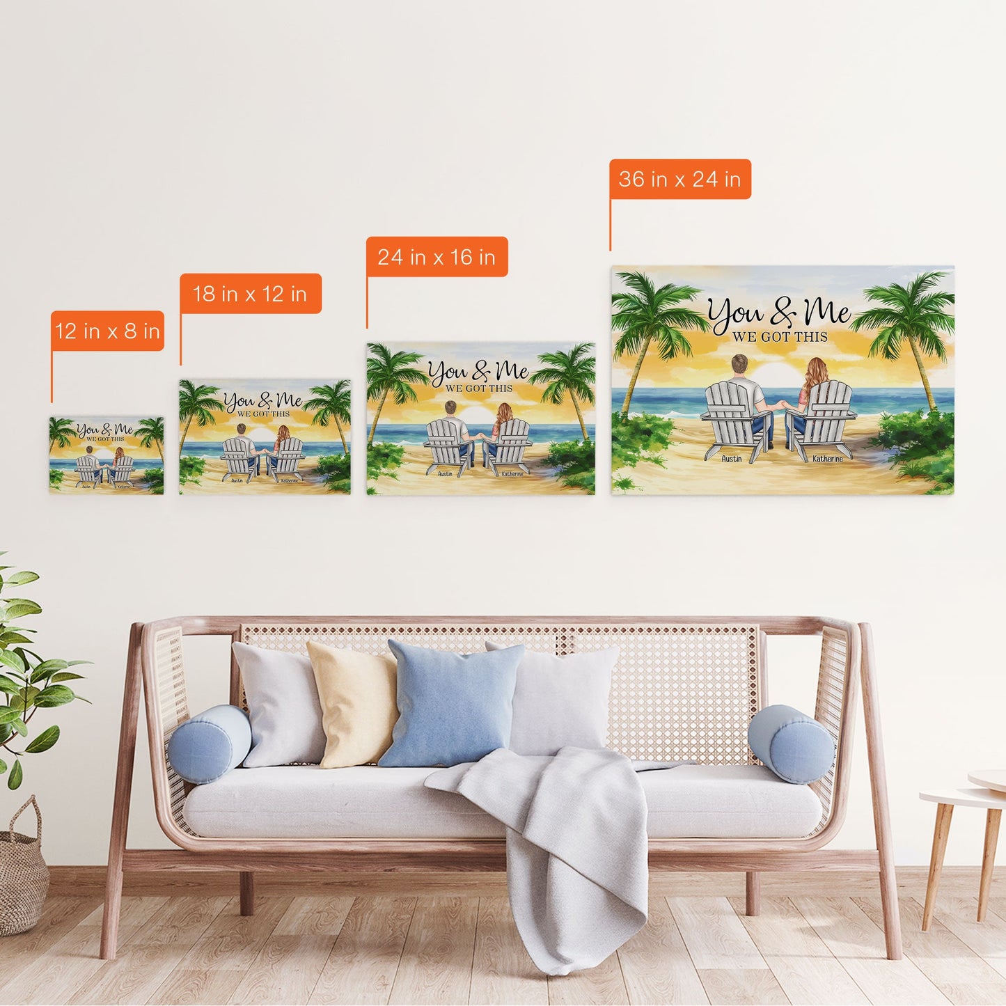 Beach Scene Palm Trees You & Me We Got This - Personalized Wrapped Canvas