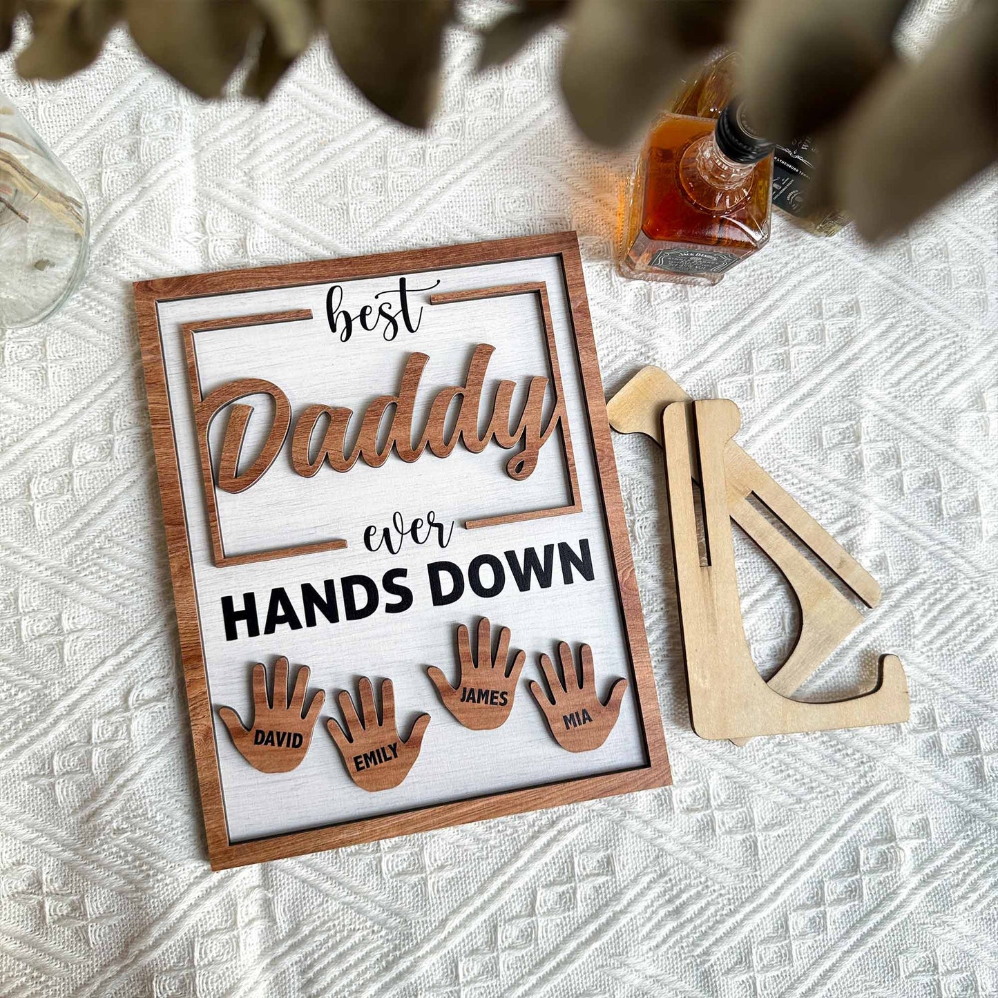 Best Dad Ever Hands Down - Personalized Wooden Plaque