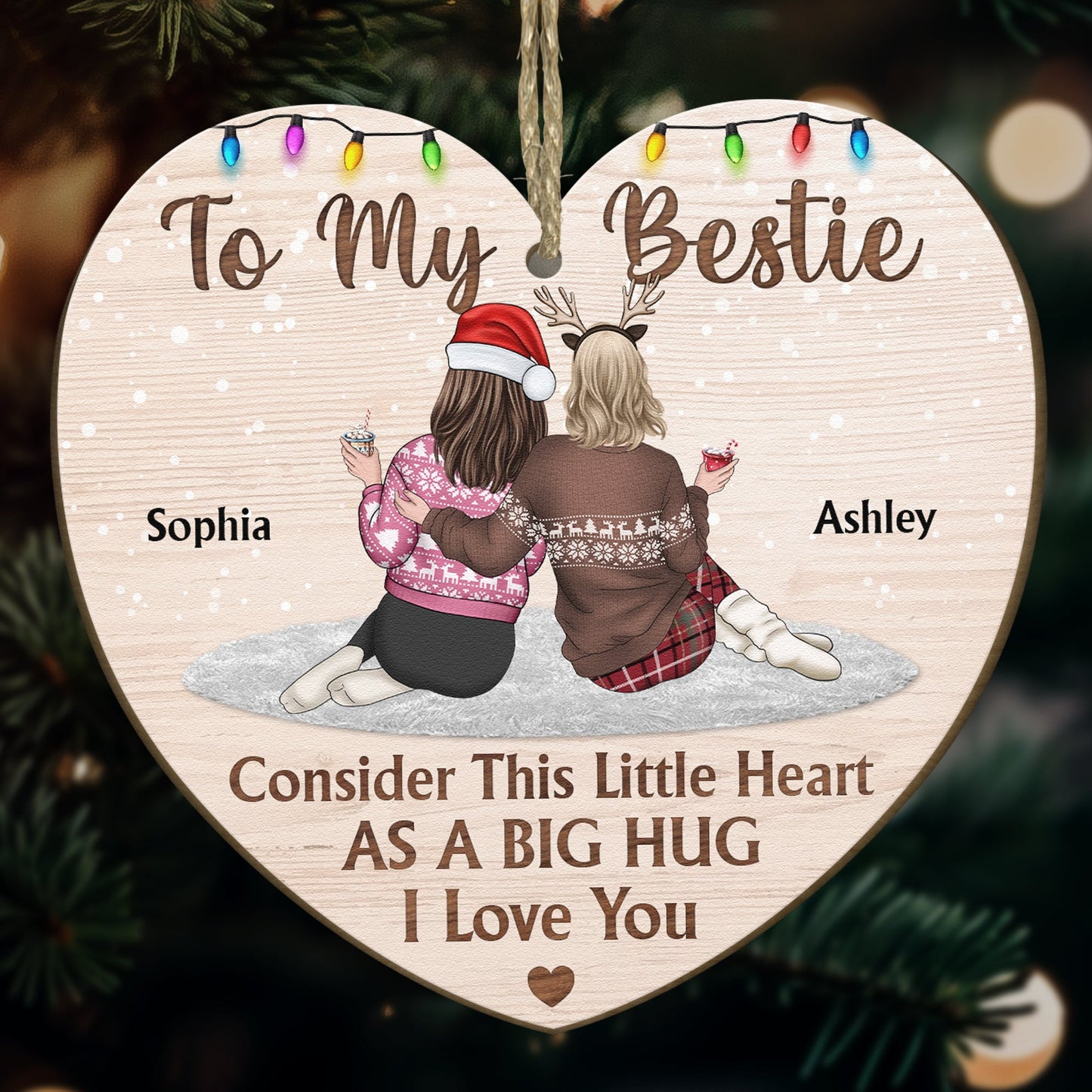 Bestie - Consider This Little Heart As A Big Hug - Personalized Wooden Ornament
