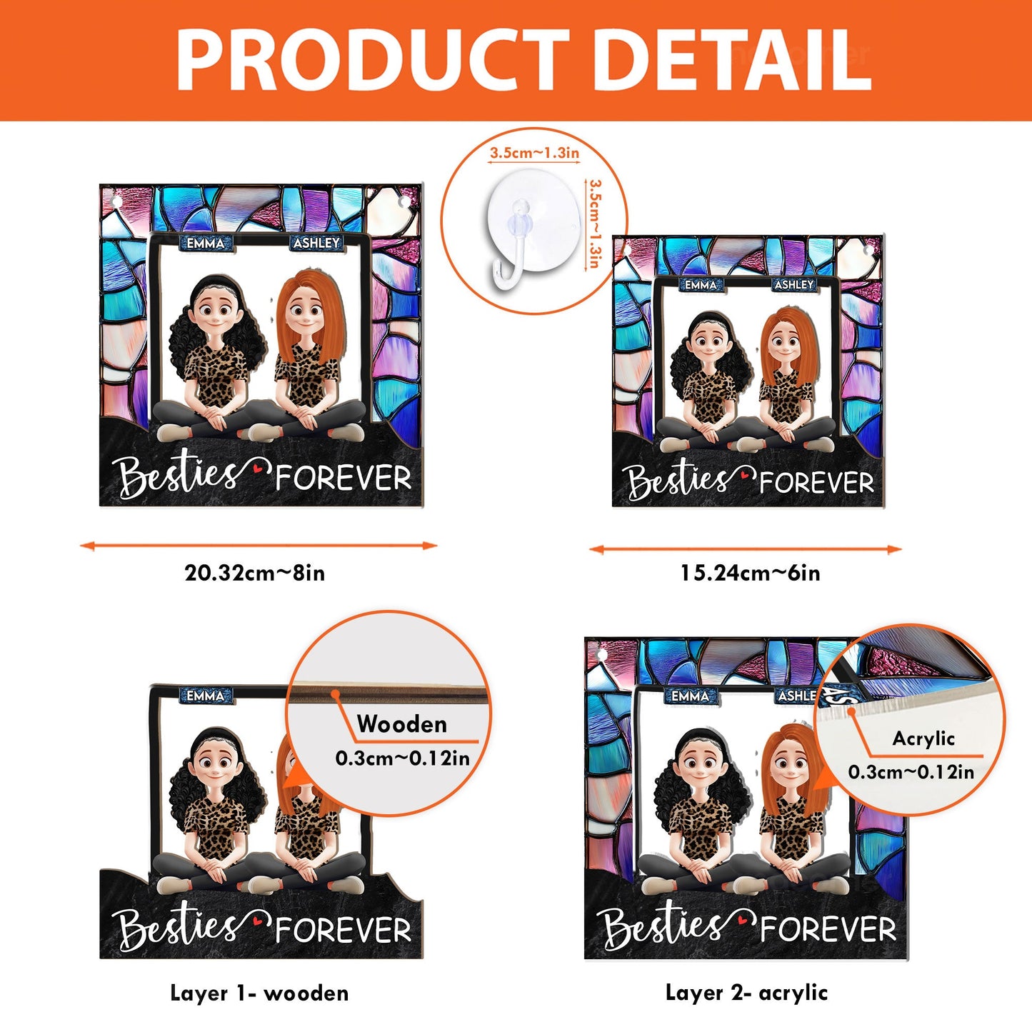 Besties Forever - Personalized Window Hanging Suncatcher Ornament