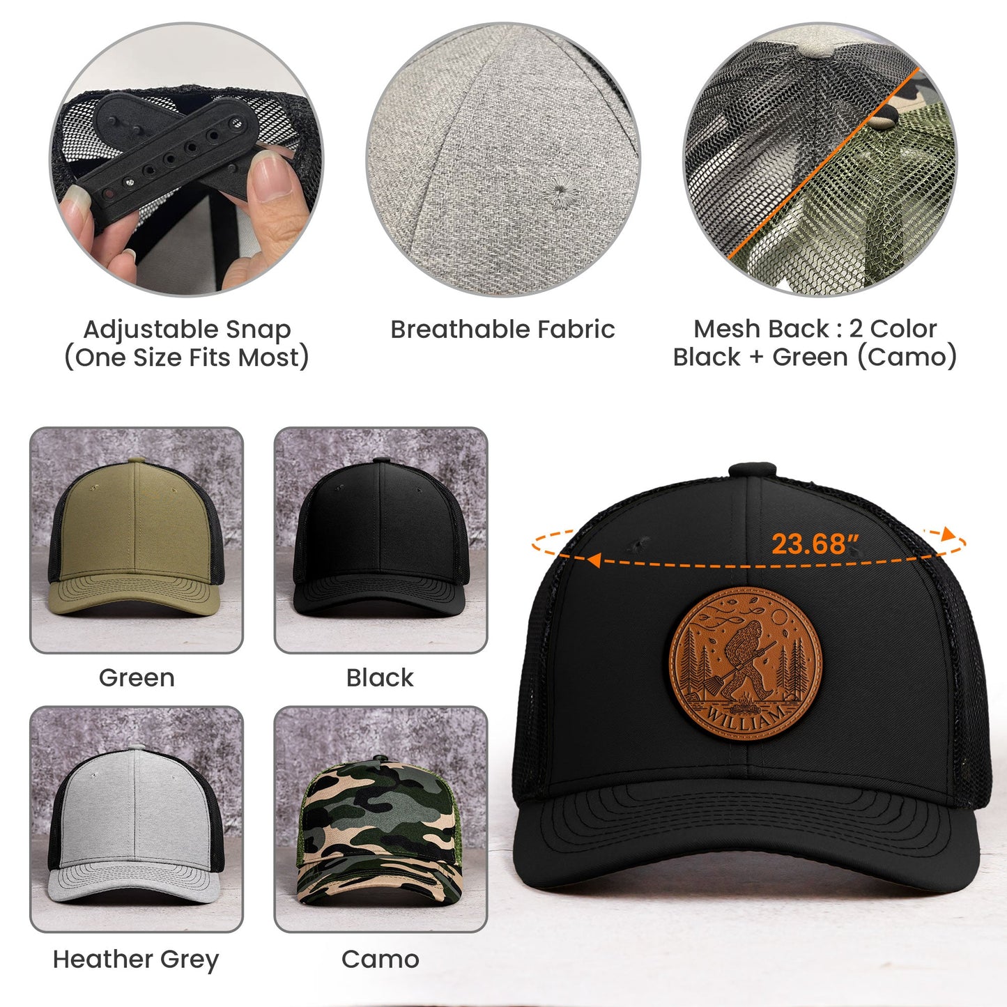 Bigfoot Living Their Best Life - Personalized Leather Patch Hat