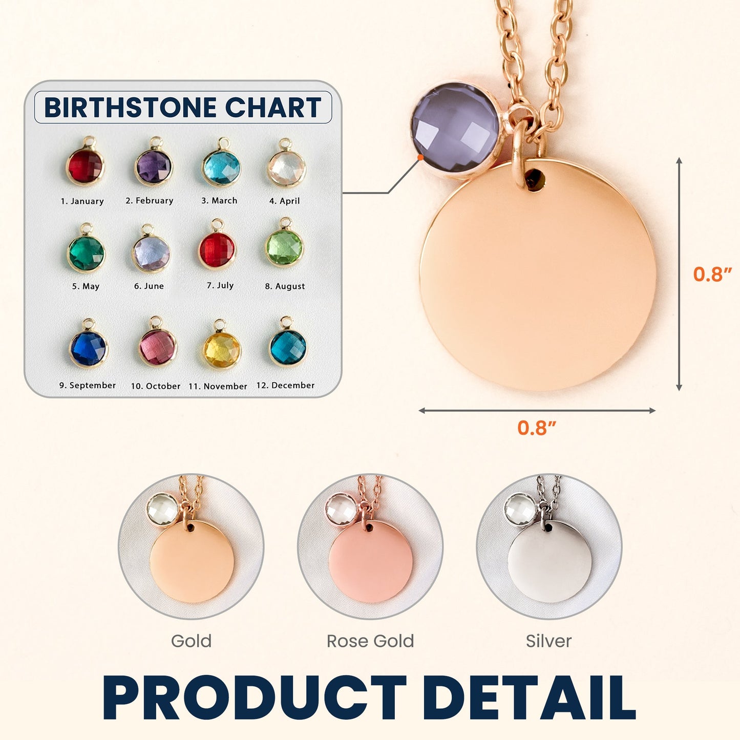 Birthstone Necklace Gift For Mom Grandma - Personalized Birthstone Necklace