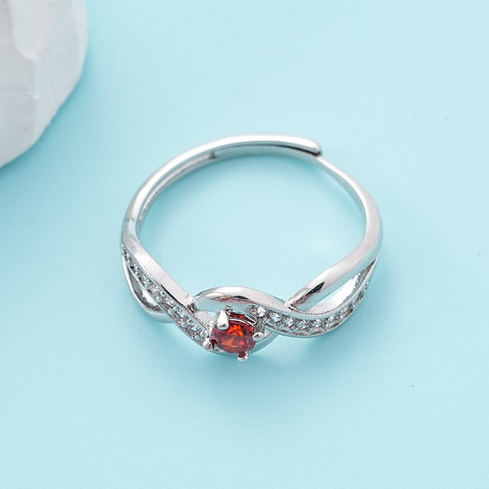 UIONEN Red Cubic Zirconia Twisted Band Rings for Daily Wear & Romantic Styling