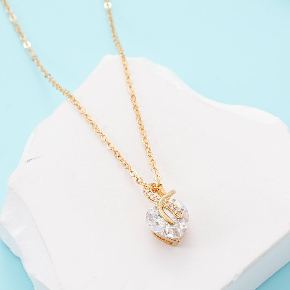 UIONEN Gold Heart Cubic Zirconia Pendant Necklaces for Daily Wear & Delicate Styling