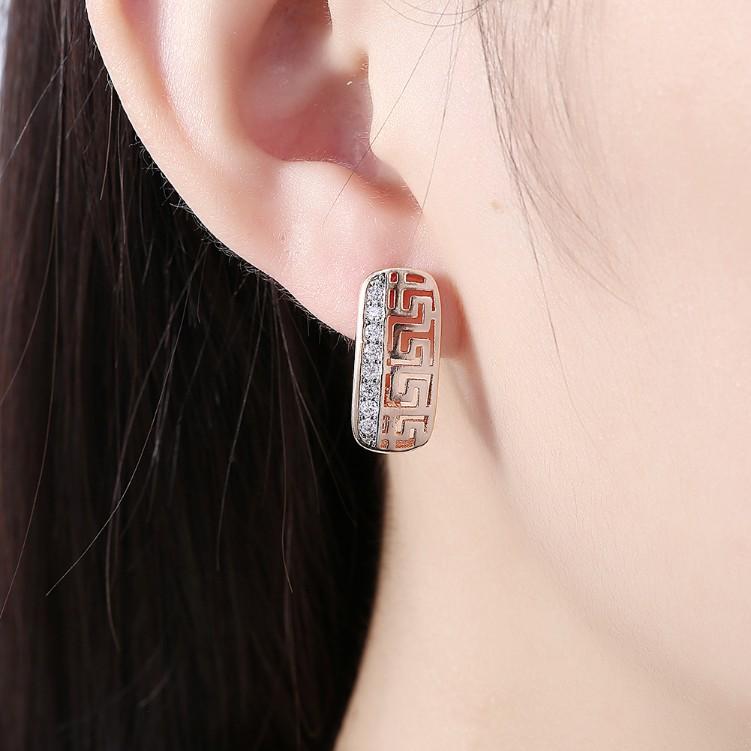 Laser Cut Luxe Crystal Micro-Pav'e Lined Huggie Hoop Earrings Set in Goldtone ITALY Design