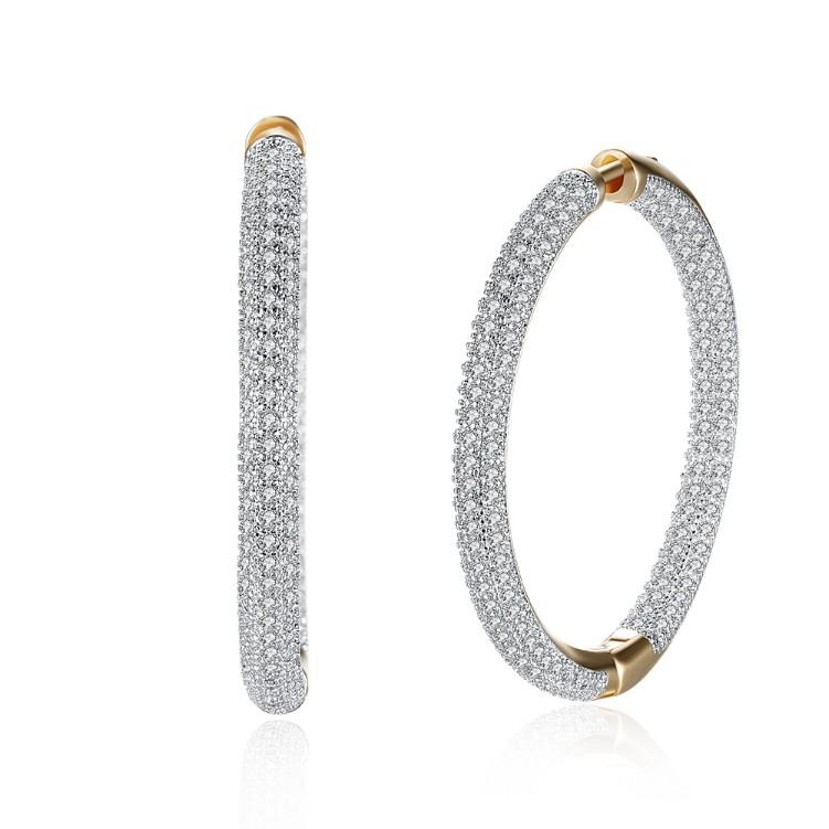10.00 Cttw Luxe Elements Micro Pave' Hoop Earrings in Goldtone ITALY Design