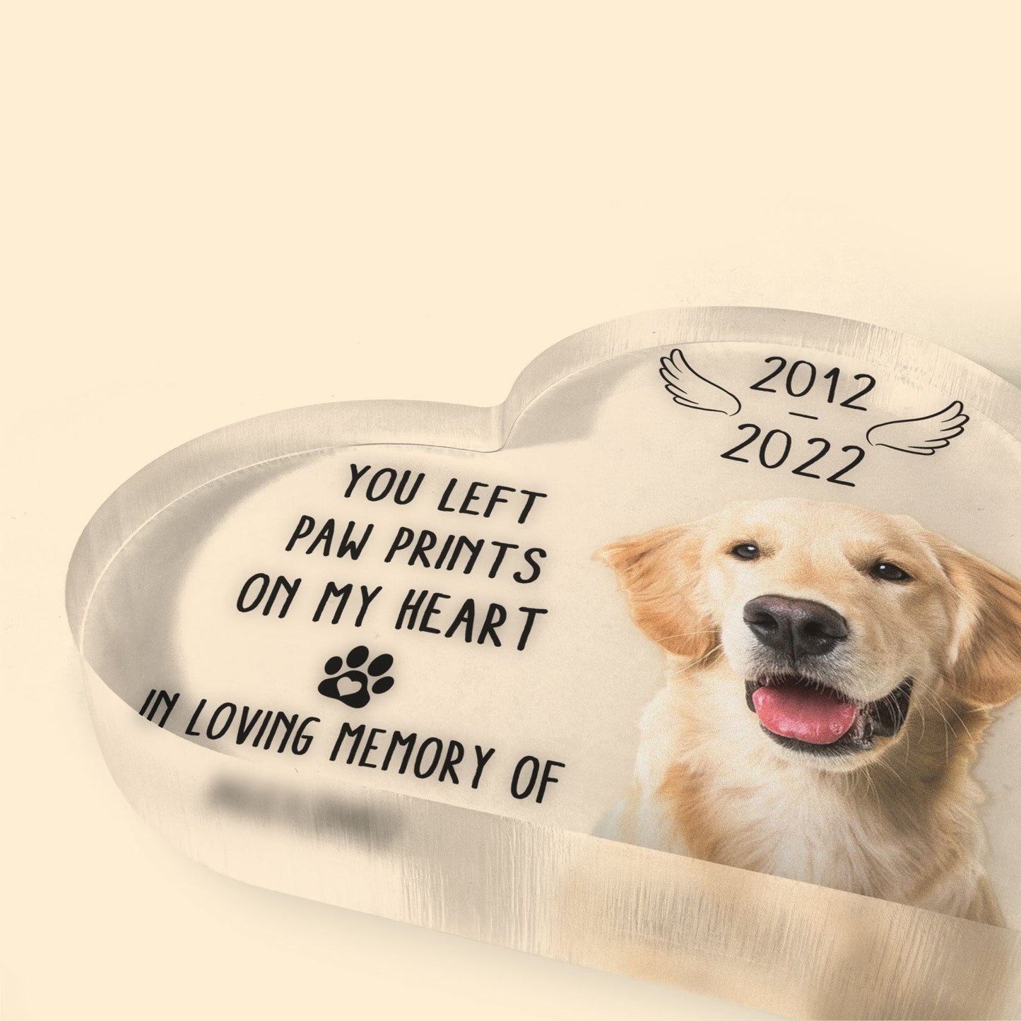 You Left Paw Prints On My Heart - Personalized Heart Shaped Acrylic Photo Plaque - Memorial, Loving Gift For Pet Loss Owners, Pet Lovers
