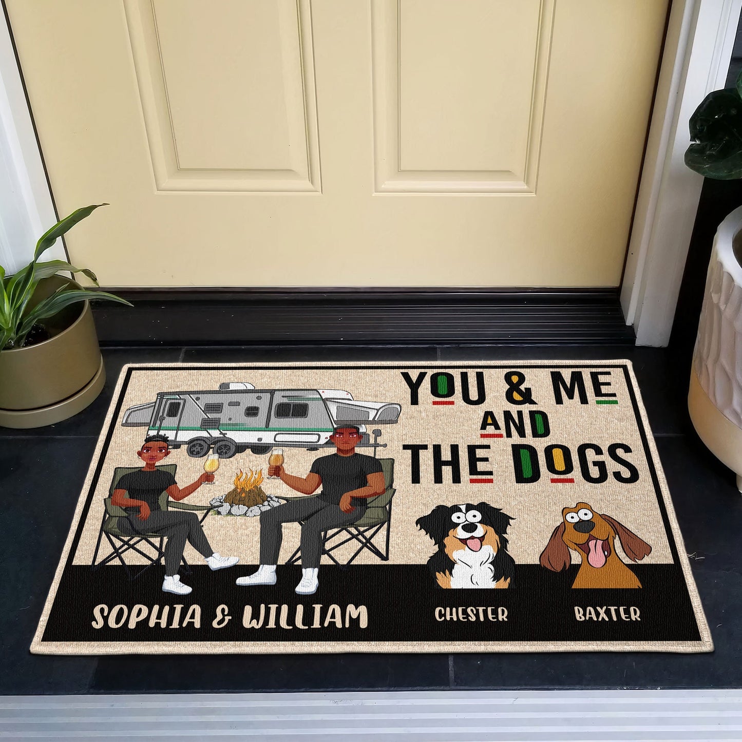 You Me And The Dogs - Personalized Doormat