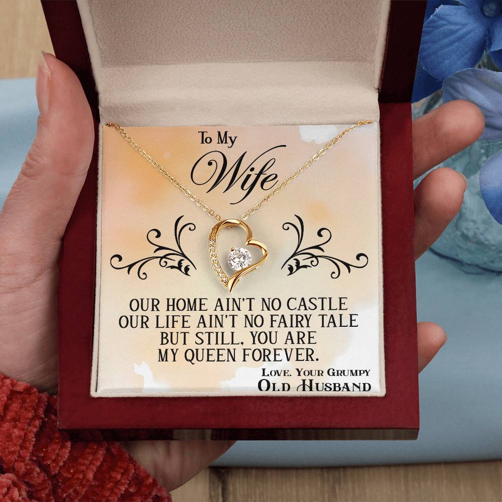 Funny "Grumpy Husband" Gift for Wife-Forever Love neacklace-"My Queen Forever" Gift