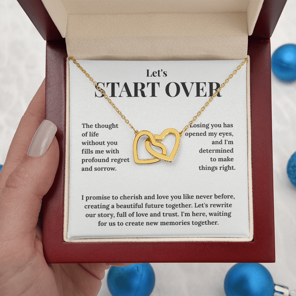 "Rewrite Our Story" Interlocking Hearts Necklace - Romantic Gift to Win Back Your Wife or Girlfriend