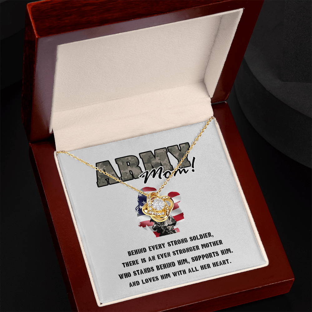 To My Army Mom -Love Knot Necklace-Behind Every Strong Soldier