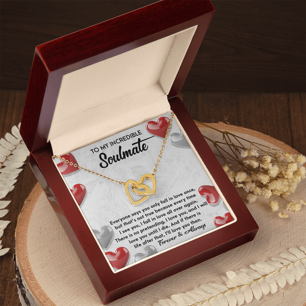 To My Incredible Soulmate -Interlocking Hearts Necklace-"Fall In Love All Over Again"