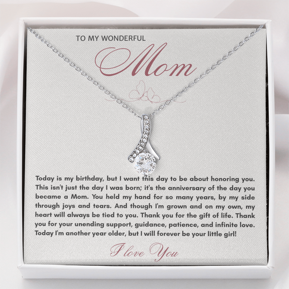 To My Wonderful Mom Alluring Beauty Necklace - "Honor You on My Birthday" Gift from Daughter