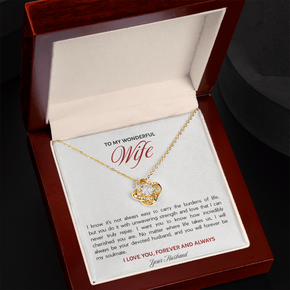 To My Wonderful Wife - The Love Knot Necklace