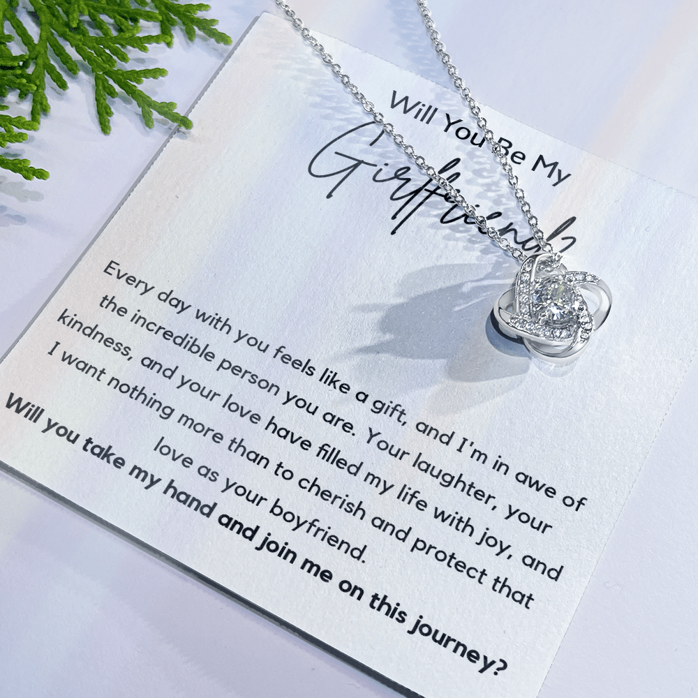 "Will You Be My Girlfriend?" Gift-Love knot neacklace-Girlfriend Proposal Gift
