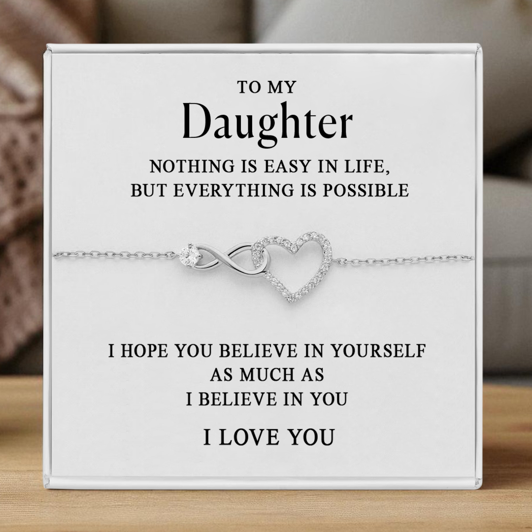 To my Daughter bracelet - Infinity heart - Gold
