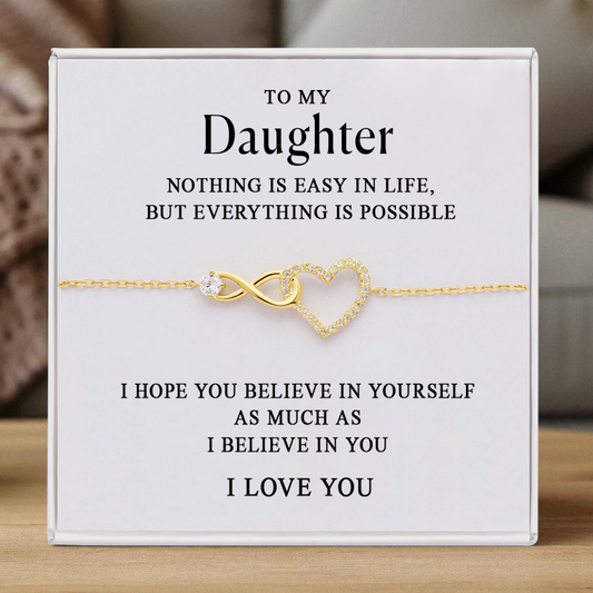 To my Daughter bracelet - Infinity heart - Gold