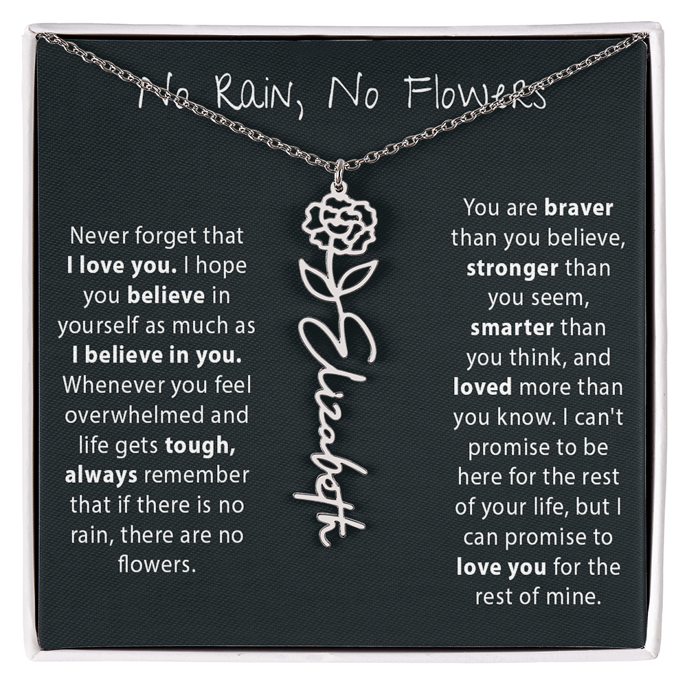 Never Forget That I Love You - Birth Flower Name Necklace