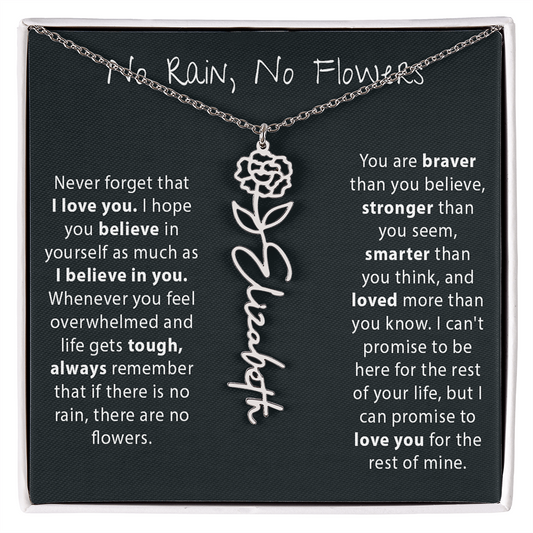 Never Forget That I Love You - Birth Flower Name Necklace