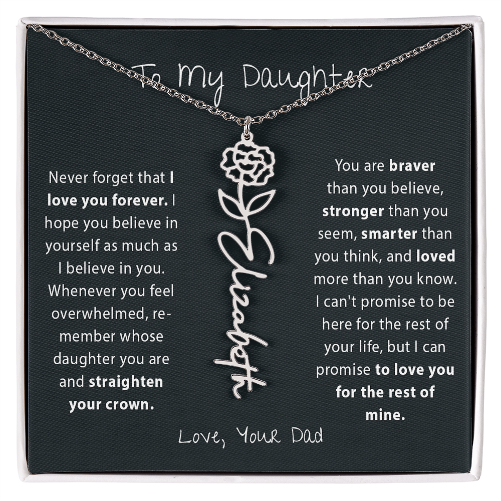 To My Daughter - Birth Flower Name Necklace
