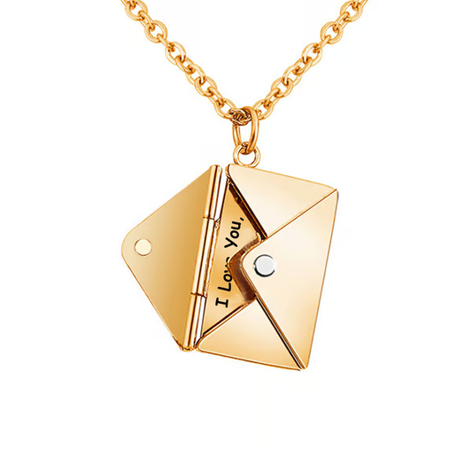 I Love you Mom - Envelope Necklace - Gold