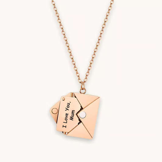 I Love you Mum - Envelope Necklace - Rose Gold