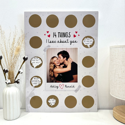 14 Things I Love About You - Personalized Photo Scratch-Off Poster