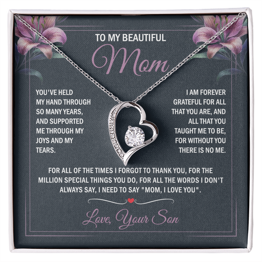 To My Mom - Joy & Tears - Heart Necklace