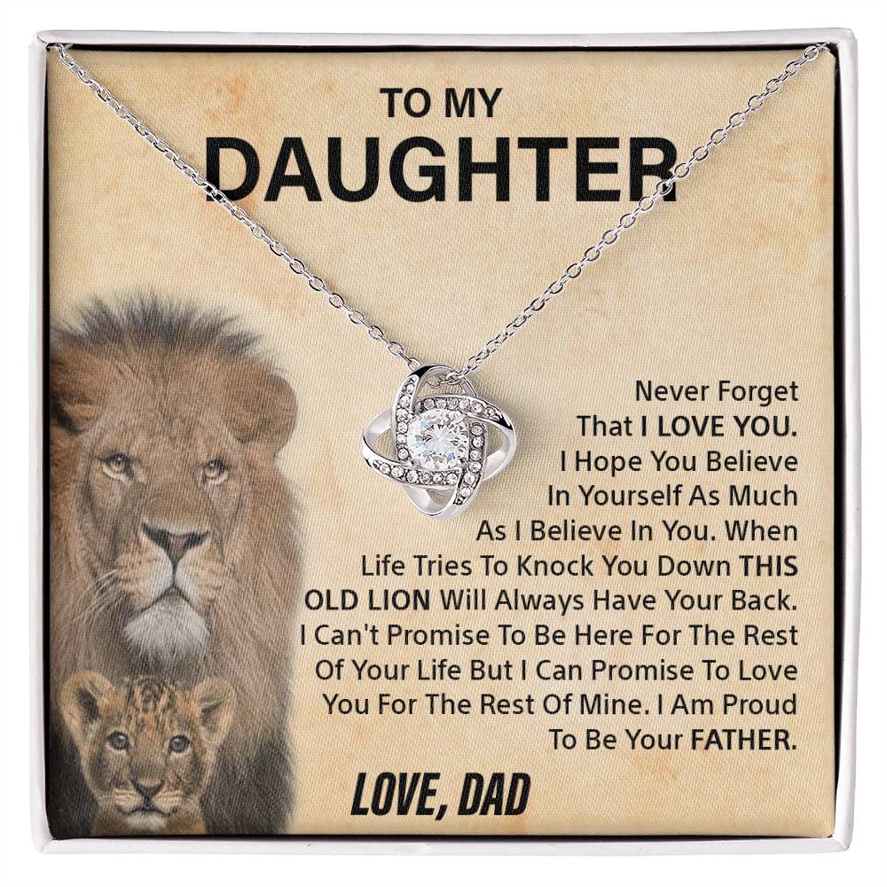 To my Daughter - Never forget - Love knot necklace - Gold