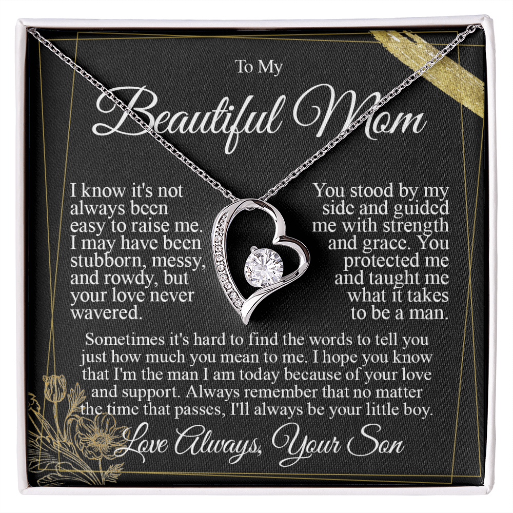 To My Mom - I Love You from Son - Heart Necklace