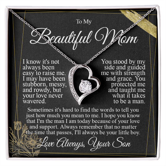 To My Mom - I Love You from Son - Heart Necklace