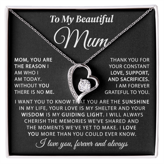 To My Mum - The Sunshine of My Life - Heart Necklace