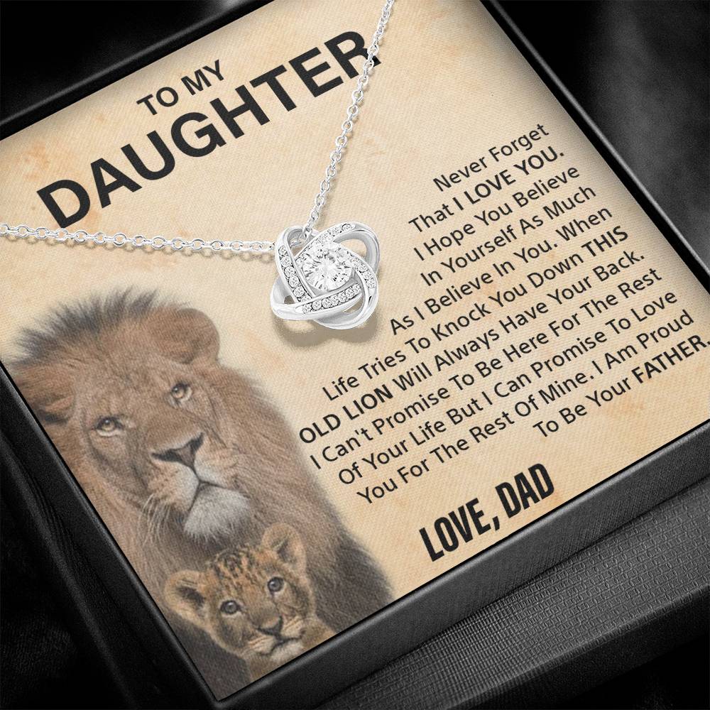 To my Daughter - Never forget - Love knot necklace - Gold