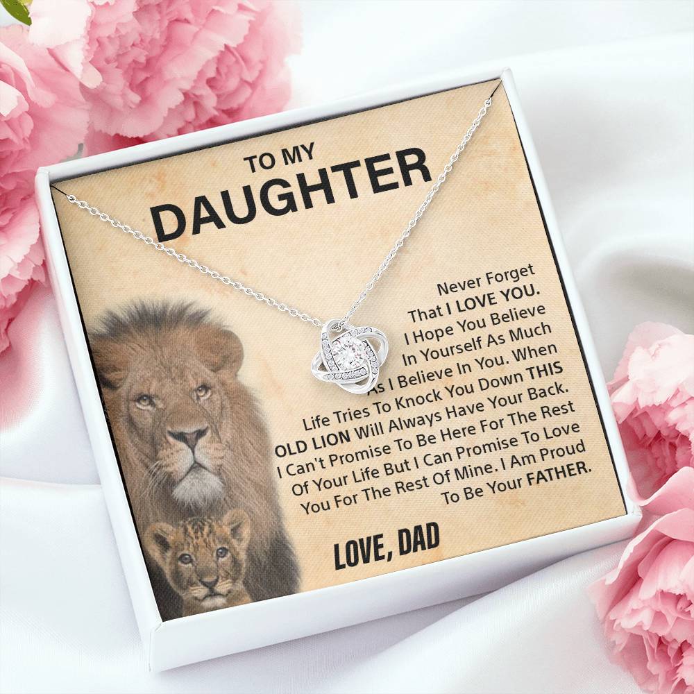 To my Daughter - Never forget - Love knot necklace - Gold