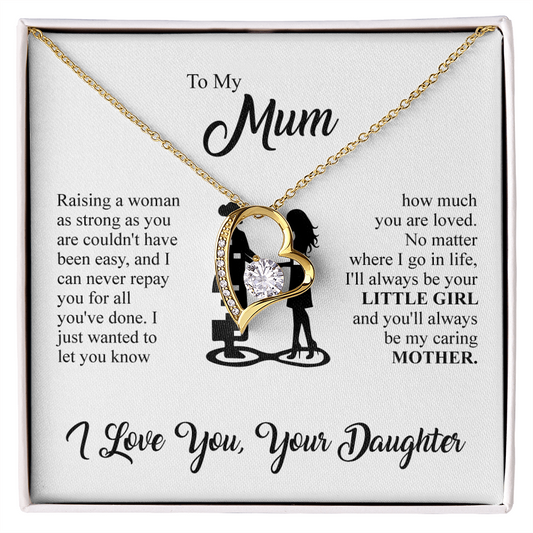 To My Loved Mother - Heart Necklace - Gold