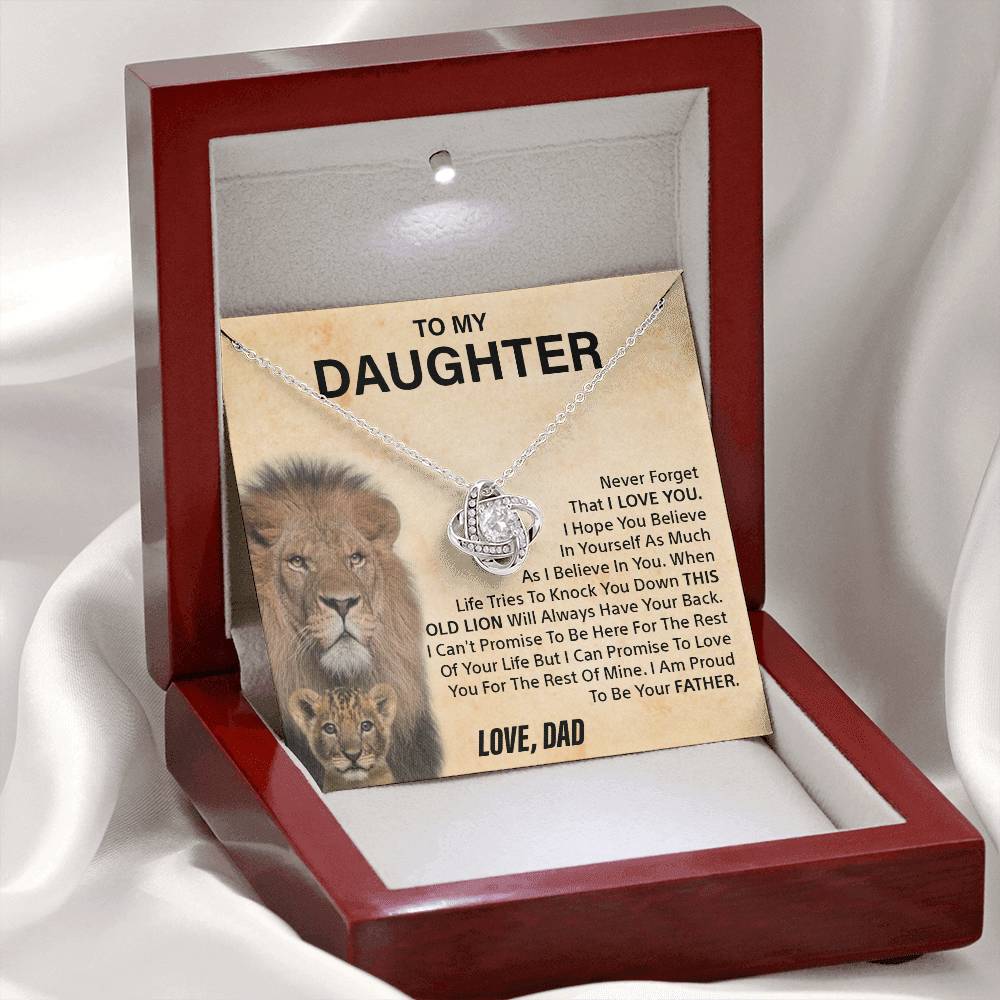 To my Daughter - Never forget - Love knot necklace - Gold