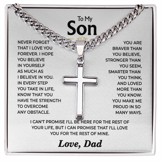 To My Son - Love You Forever from Dad - Cross Necklace