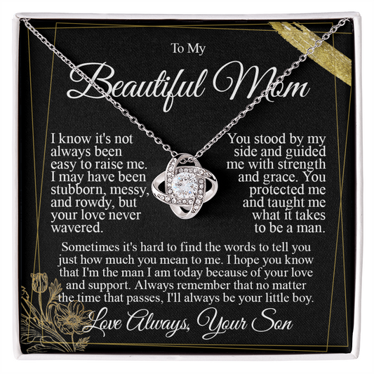 To My Mom - I Love You from Son - Knot Necklace