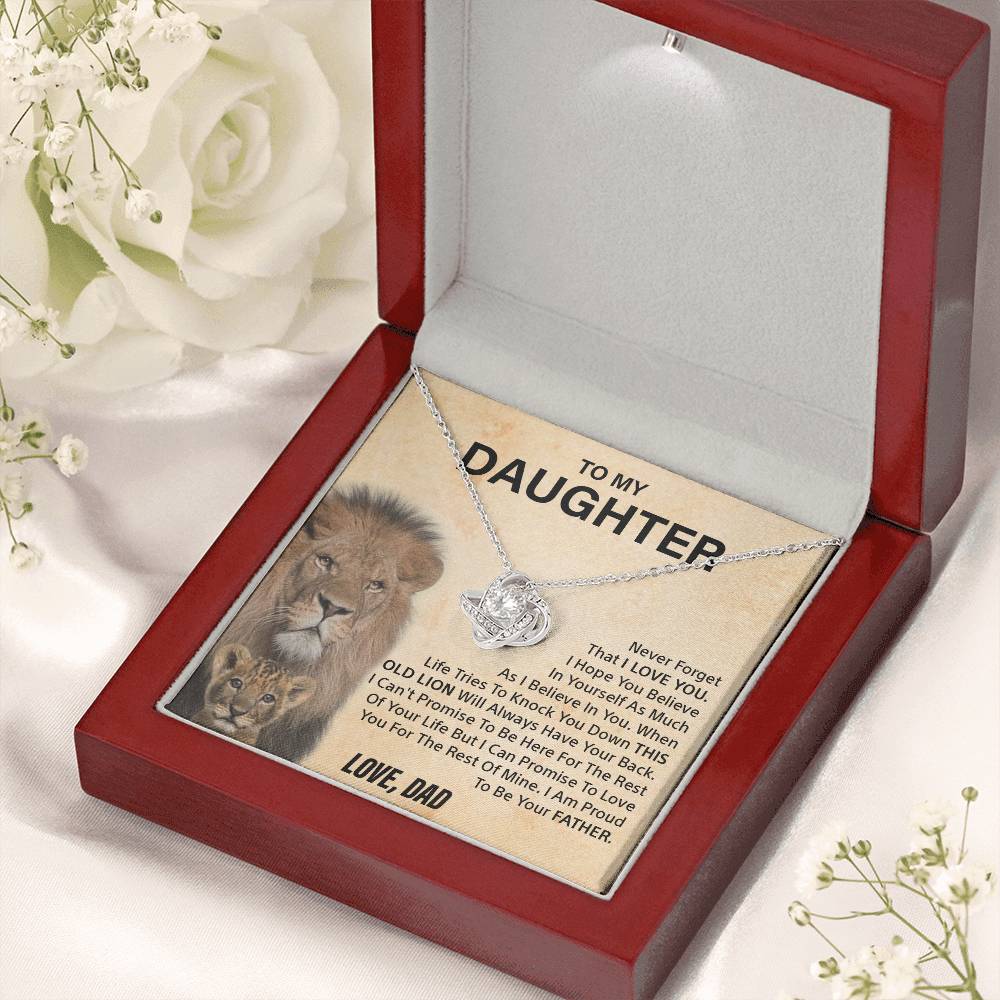 To my Daughter - Never forget - Love knot necklace - Gold