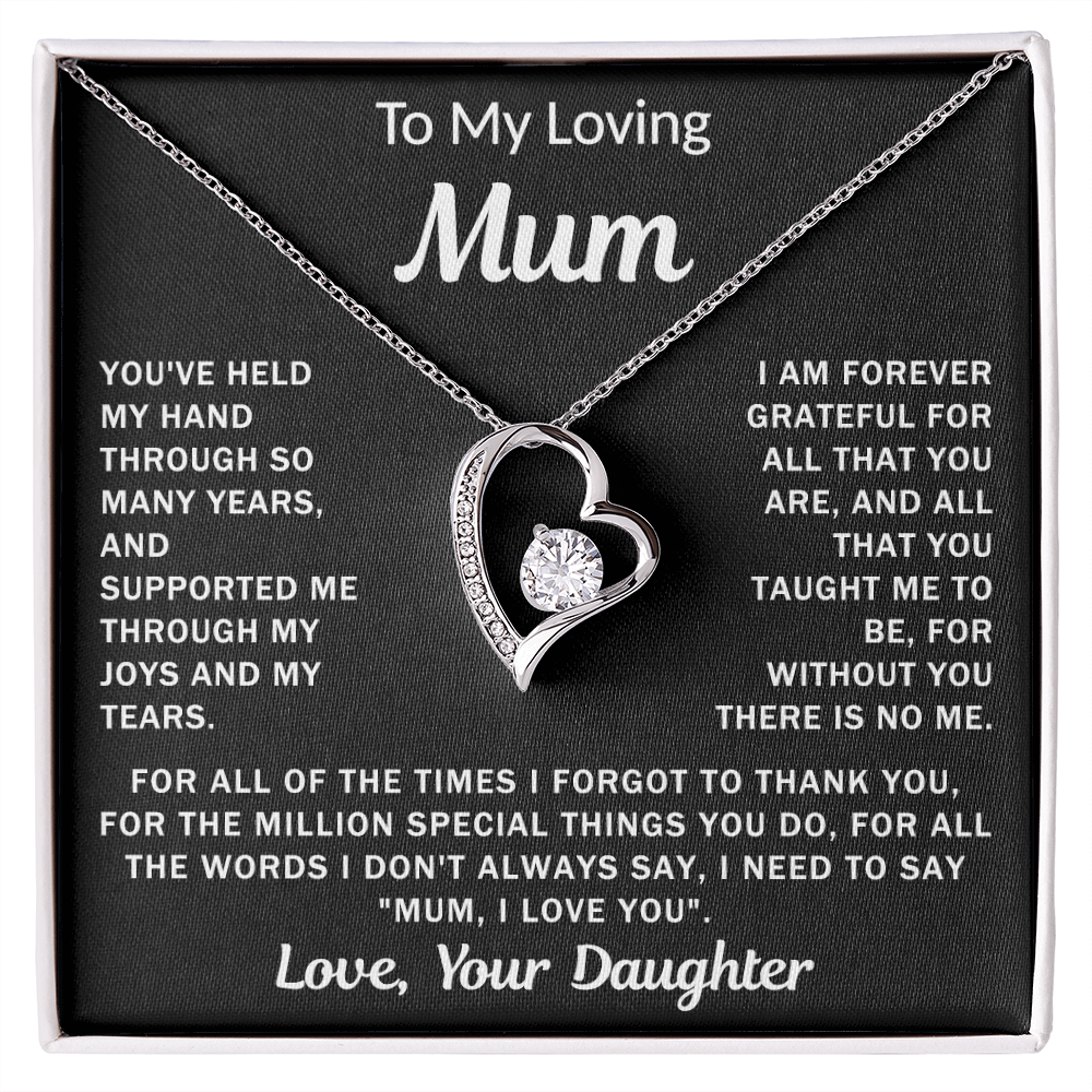To My Loving Mum, your Daughter - Heart Necklace