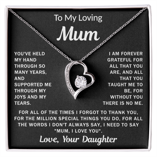 To My Loving Mum, your Daughter - Heart Necklace