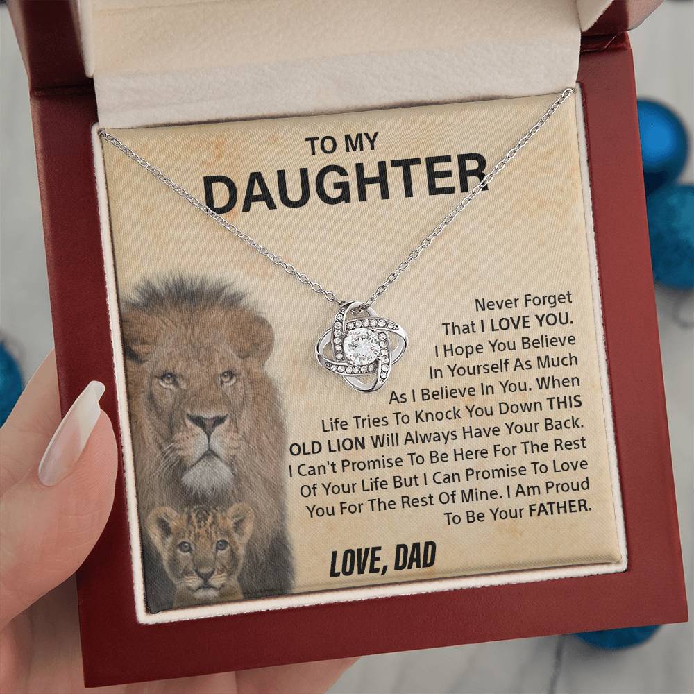 To my Daughter - Never forget - Love knot necklace - Gold