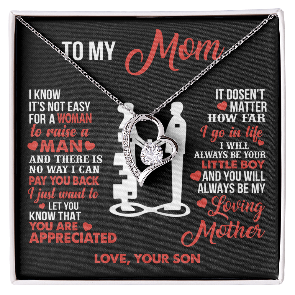 To My Mom - Your Little Boy - Heart Necklace