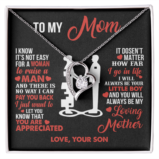 To My Mom - Your Little Boy - Heart Necklace