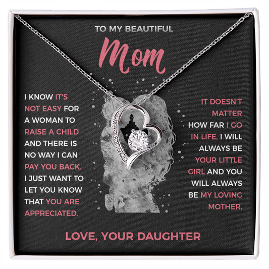 To My Loving Mom - Heart Necklace from Daughter