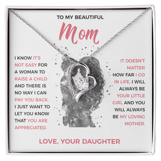 To My Loving Mom - Heart Necklace from Daughter