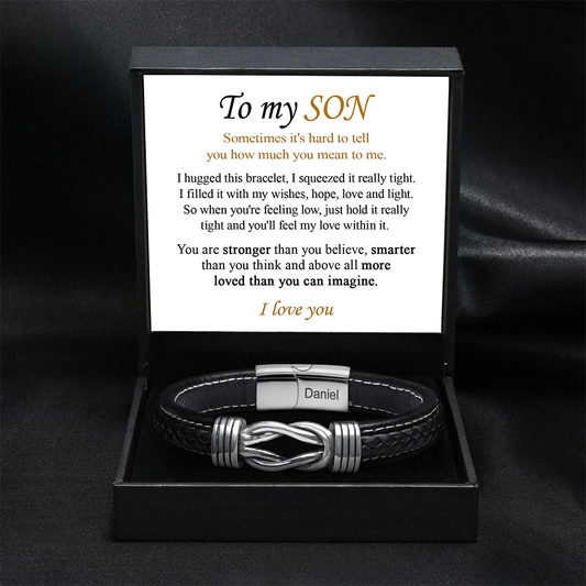 To my Son -  Infinity bracelet, bracelet with engraving